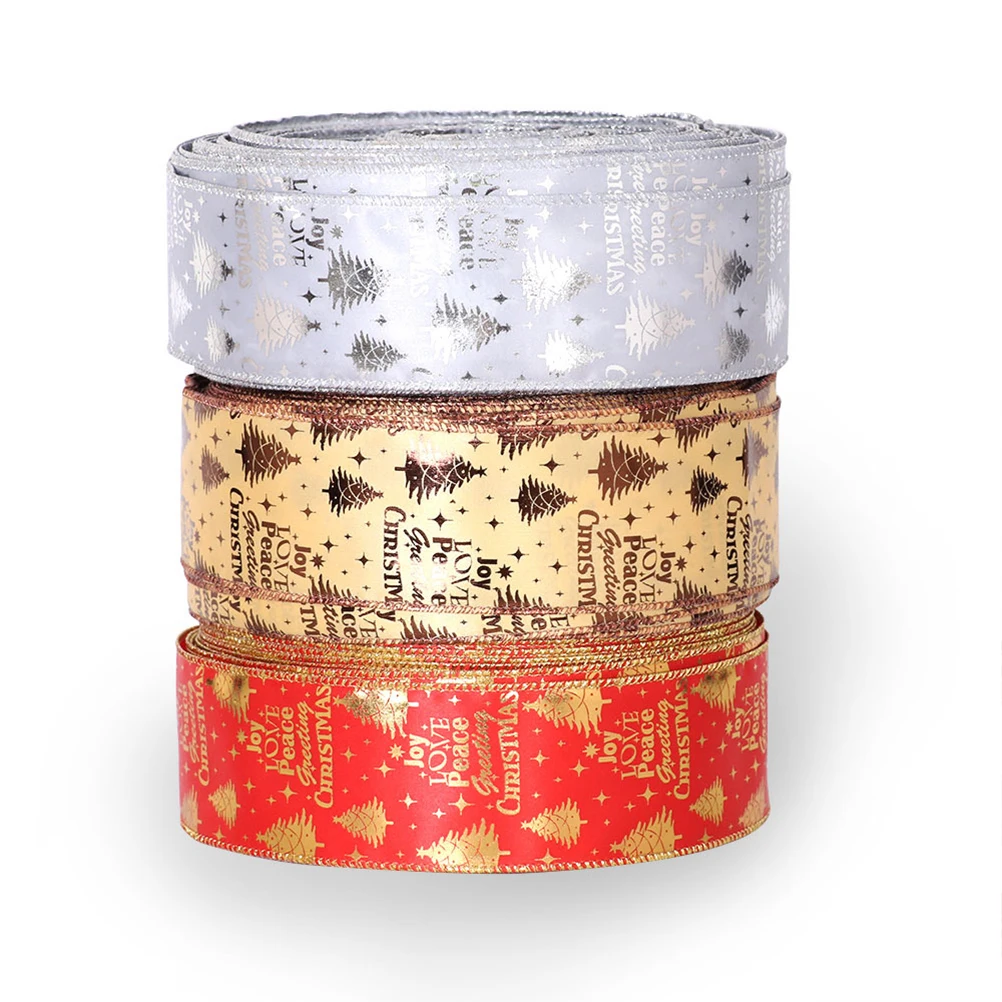 

3 PCS Christmas Decor Tree Decoration Ribbon Trees Pendant Letter Decorative Gift