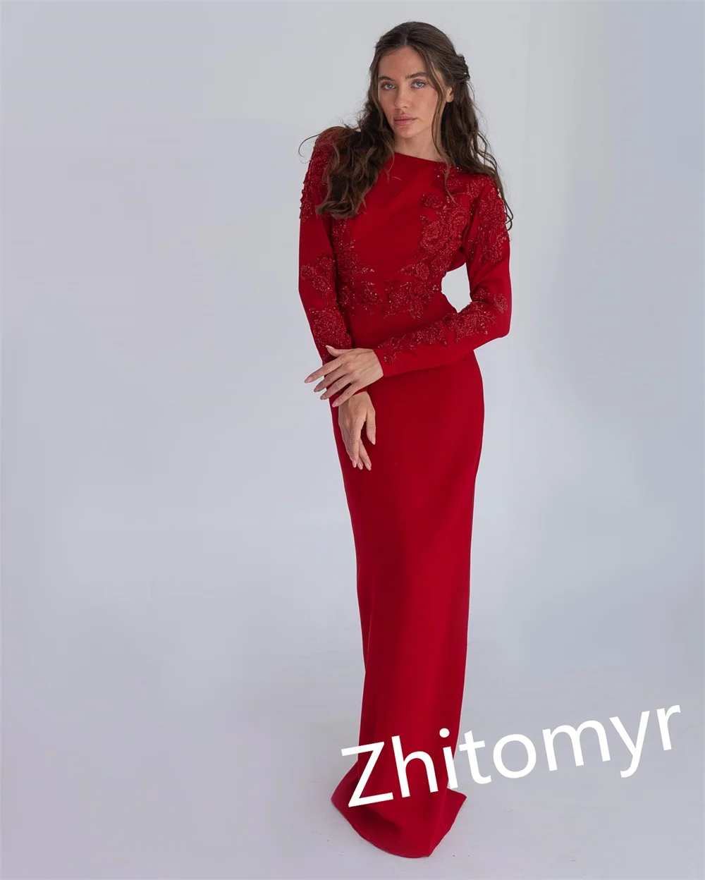 Customized Elegant High Quality Jewel A-line Floor Length es Applique Formal Ocassion Gown	S party drs women elegant luxury