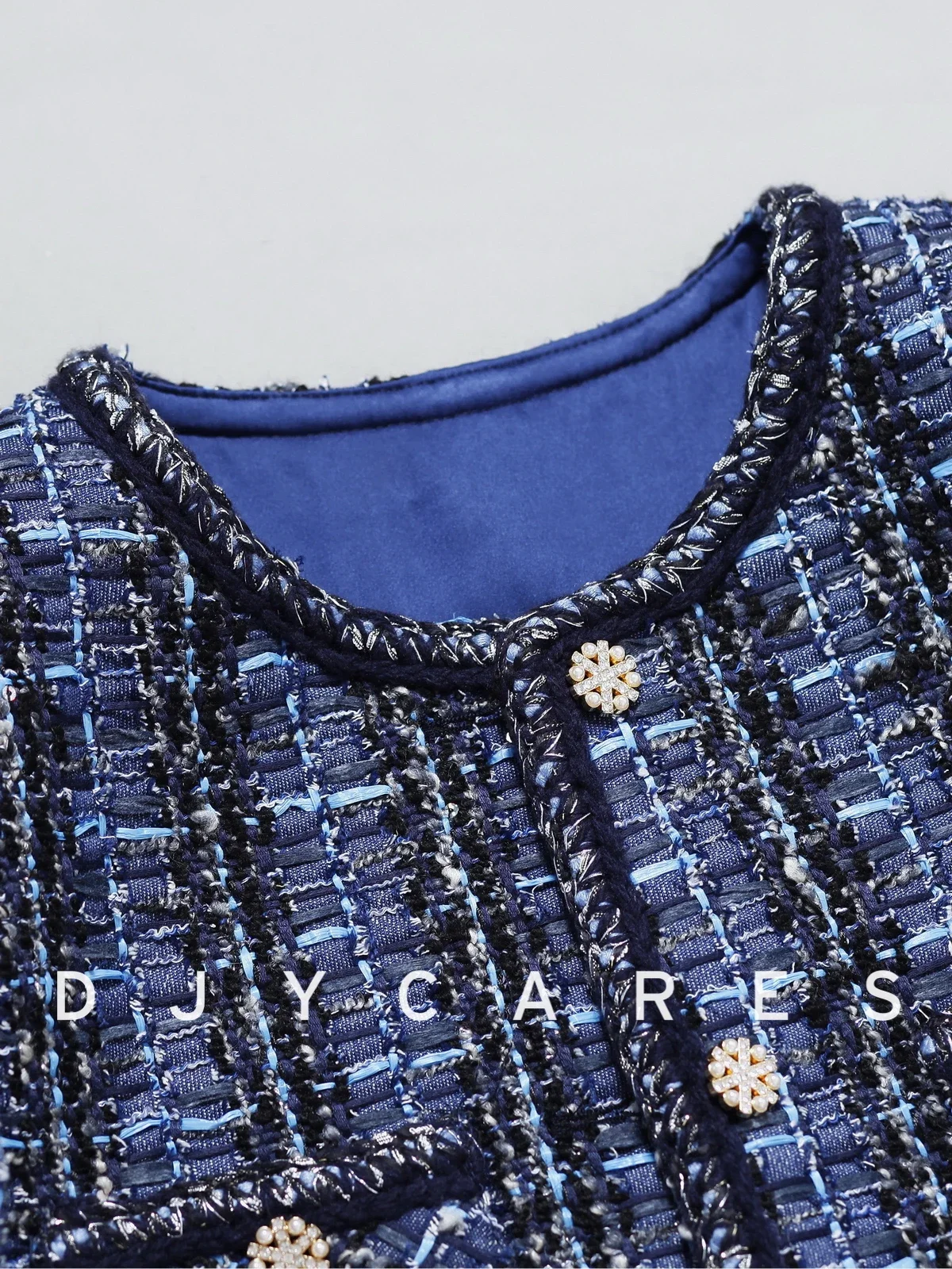 New Rough tweed irregular handmade lace jacket fashionable top big  size