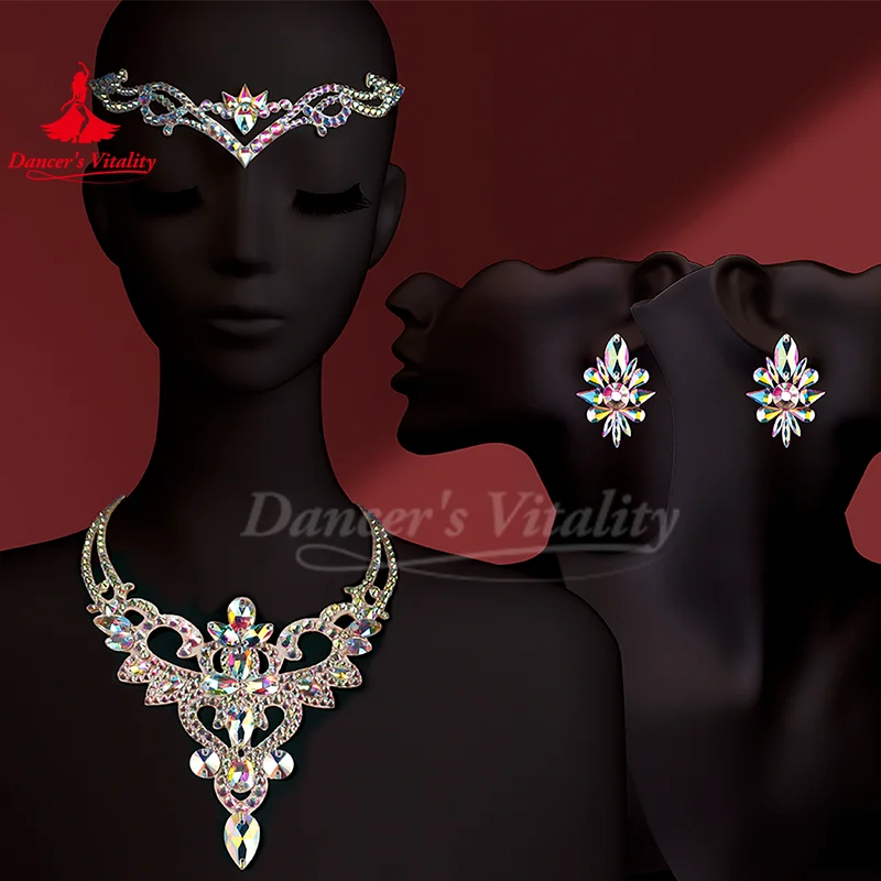 

BellyDance Competition Accessories Women's Necklace+Earrings+Headwear 3pcs Adult and Children Oriental Dance Performance Jewelry
