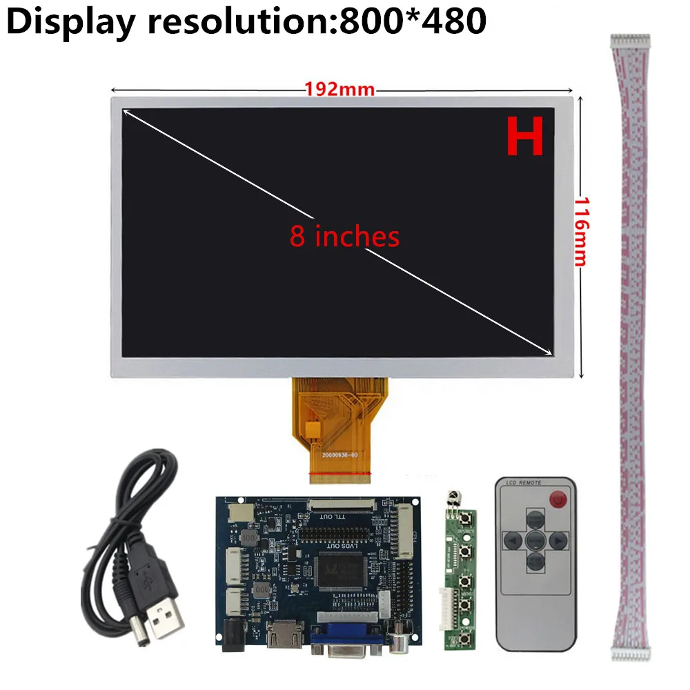 Imagem -03 - Tft Lcd Monitor Driver Placa de Controle Compatível com Hdmi Vga av Raspberry pi Computador Portátil 6.5 10.1 Display