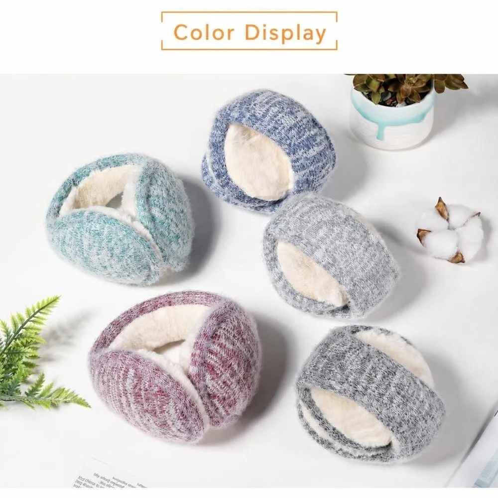 Back Worn Design Mohair Fleece Earmuffs Lining Lightweight Foldable Ear Protector Stretch Portable Thermal Ear Muffs