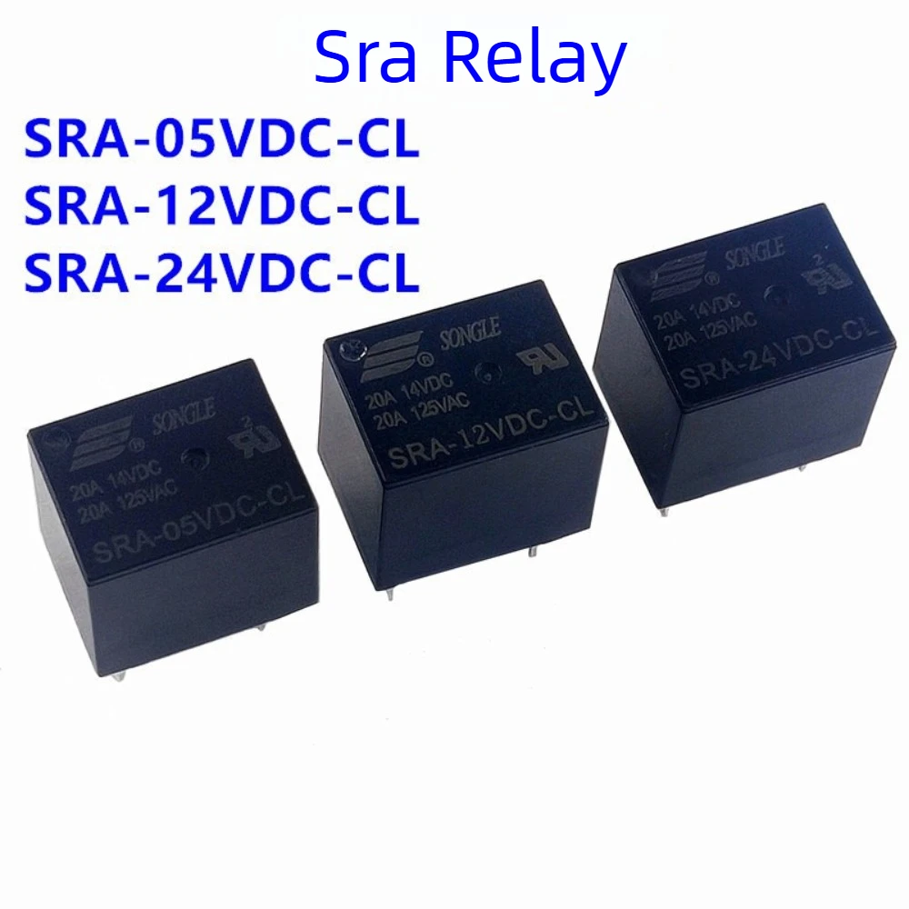 20PCS 5 Pin Relay 5V 12V 24V DC SPDT 20A Power Relay PCB Through Hole Switch Control