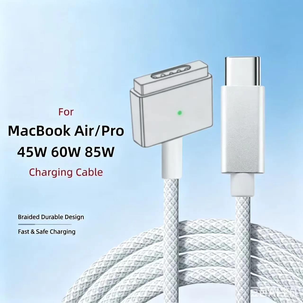 USB-C to Mag 2 T-Shaped Braided Cable Fast Magnetic Charger for MacBook Air/Pro 45W 60W 85W Compatible with USB-C Male to Mag 2