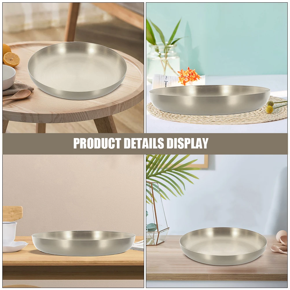 

Stainless Steel Steak Plate Serving Tray Food Buffet Dinner Dessert Snack Container Kitchen Appetizer Plates Home Party Wedding