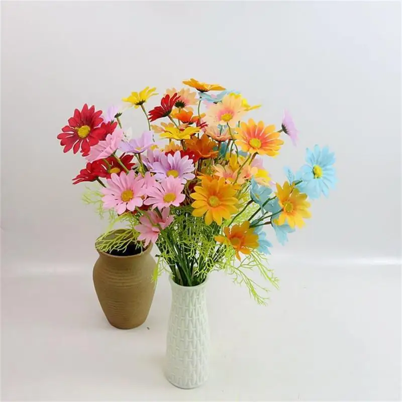 Fake Flowers Artificial White Daisy Bouquet Room Decoration Minimalist Home Decoration Bridal Wedding Party Silk Fake Flowers