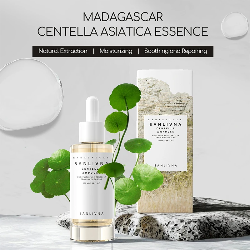 Madagascar Centella Asiatica Ampoule Korean Facial Moisturizing Serum Light Watery Texture Essence,Calm Hydrate Sensitive Skin