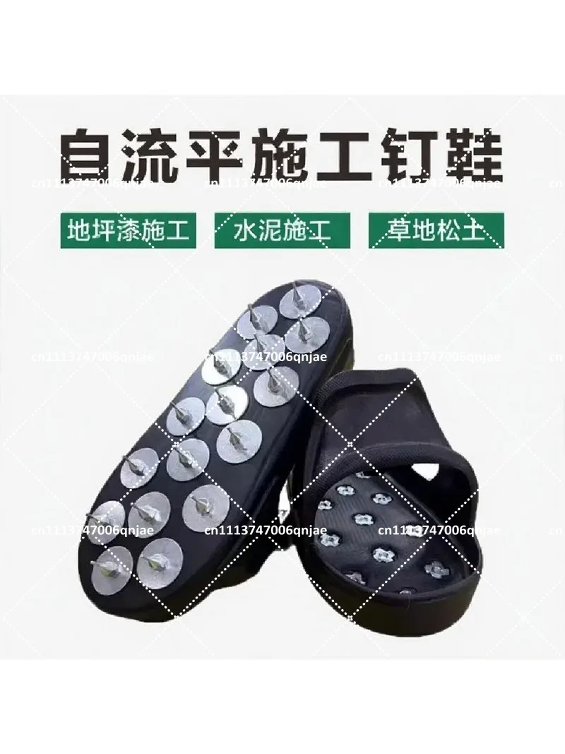 Epoxy Floor Coating Nail Shoes with 20mm Spikes, Flexible EVA Soft Sole for Self Leveling Cement, Large Size Resurfacing Tools