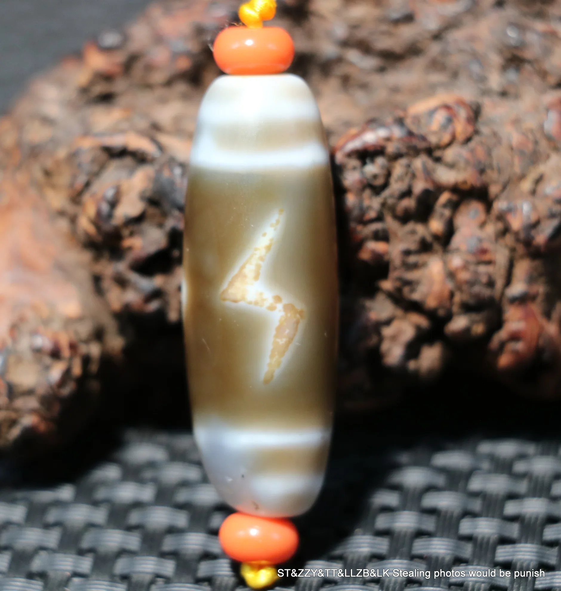 Magic Energy Tibetan old Agate  4 eye Lightening  dZi Bead Amulet timestown UP0610F6