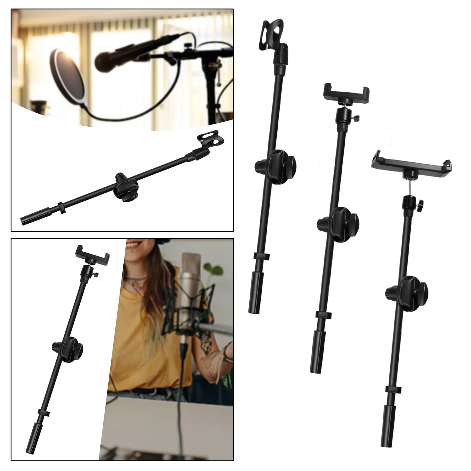 Rotating Microphone Stand Desktop Bracket Stand Adjustable Portable Phone Holder Mount Adapter for Vlog Singing Live Stream