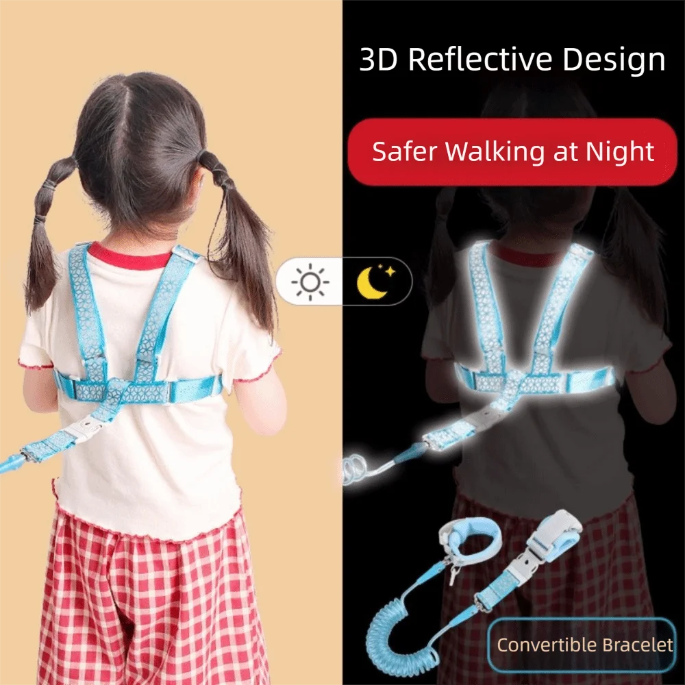 

Steel Wire Toddler Harness Leashes 2 in 1 Adjustable Breathable Children Harness Soft Comfortable Anti-lost Wrist Link Band