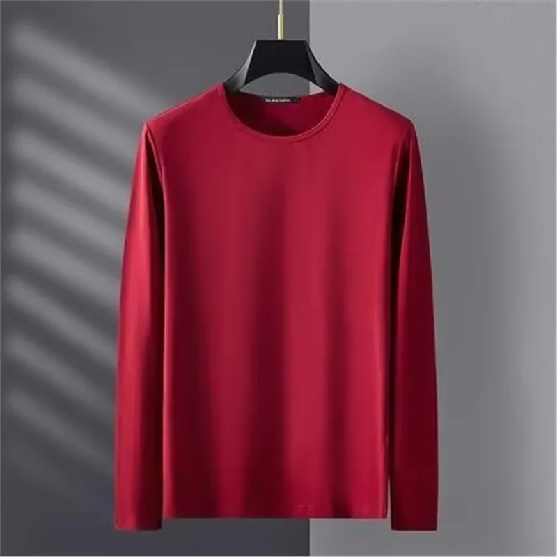 2024 Autumn Winter Long Sleeve T-Shirt Men's Inner Warm Top Base Layer Round Neck Plus Size Body T-Shirt Top Clothing