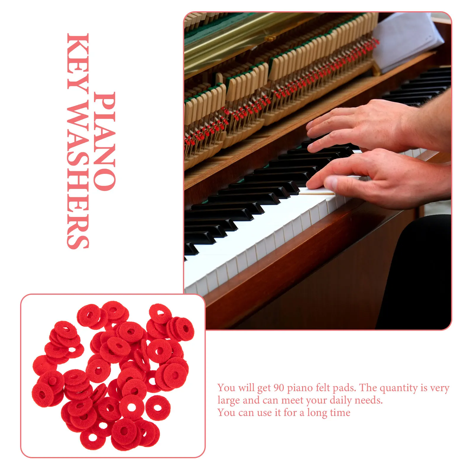 

90 Pcs Piano Key Washers Felt Lightweight Circular Standard Size Compatible Drum Sets Material Prevent Metal Protect Replacement
