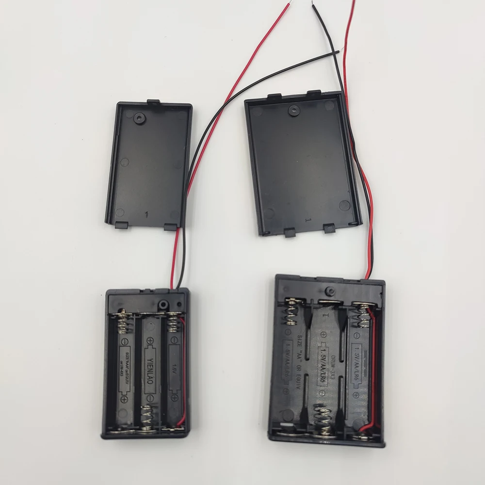 3 Slots AA/AAA Size Power Battery Storage Case Box Holder Leads With switch&lid for DC motor led light Power 5v