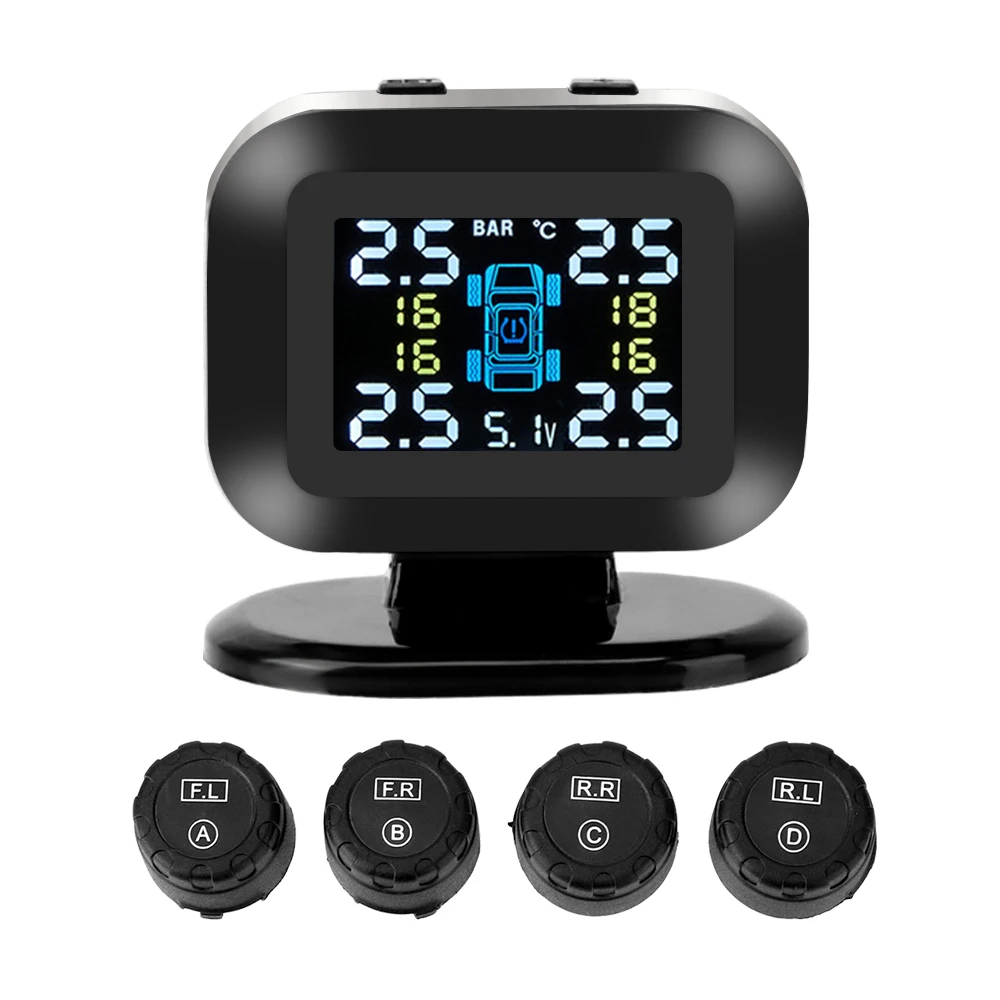 USB TPMS With 4 Pcs External Sensor Wireless LCD Display Auto Security Alarm Systems Mini Car Tire Pressure Monitoring System