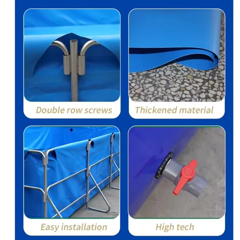 3*1*1m High Quality PVC Canvas Fish Pond with  Hot-Dip Galvanized Support Frame for Aquaculture Water Tank