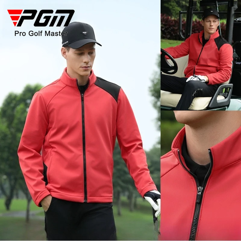 

PGM Мужская куртка для гольфа, ветрозащитная теплая осенне-зимняя куртка со стоячим воротником и флисовой верхней одеждой YF809