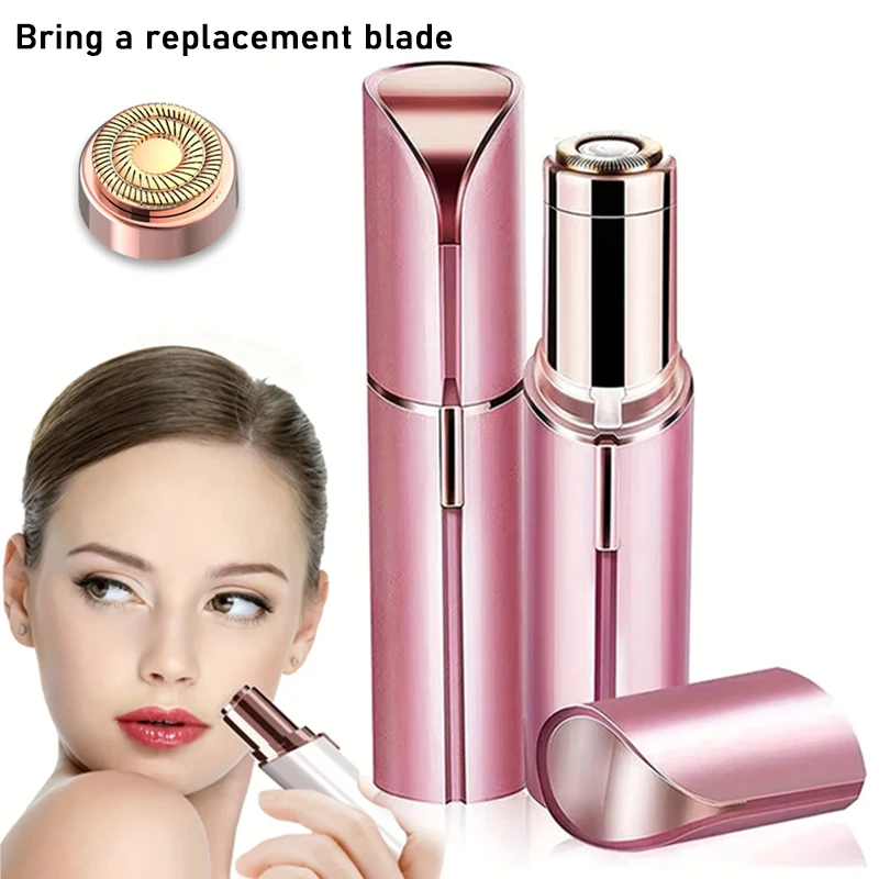 Portable Lipstick Shaped Electric Epilator with One Blade for Women Painless and Effective Facial Hair Removal Home Shaver Tool
