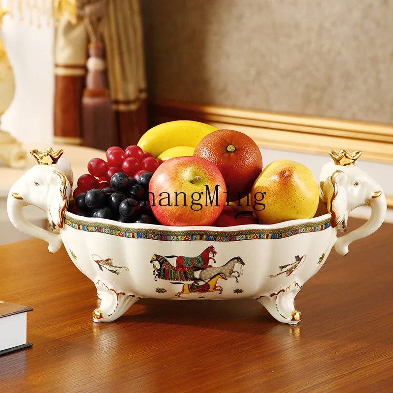 

PYH luxury fruit plate creative home retro fruit plate ceramic decorative fruit basin living room coffee table ornament