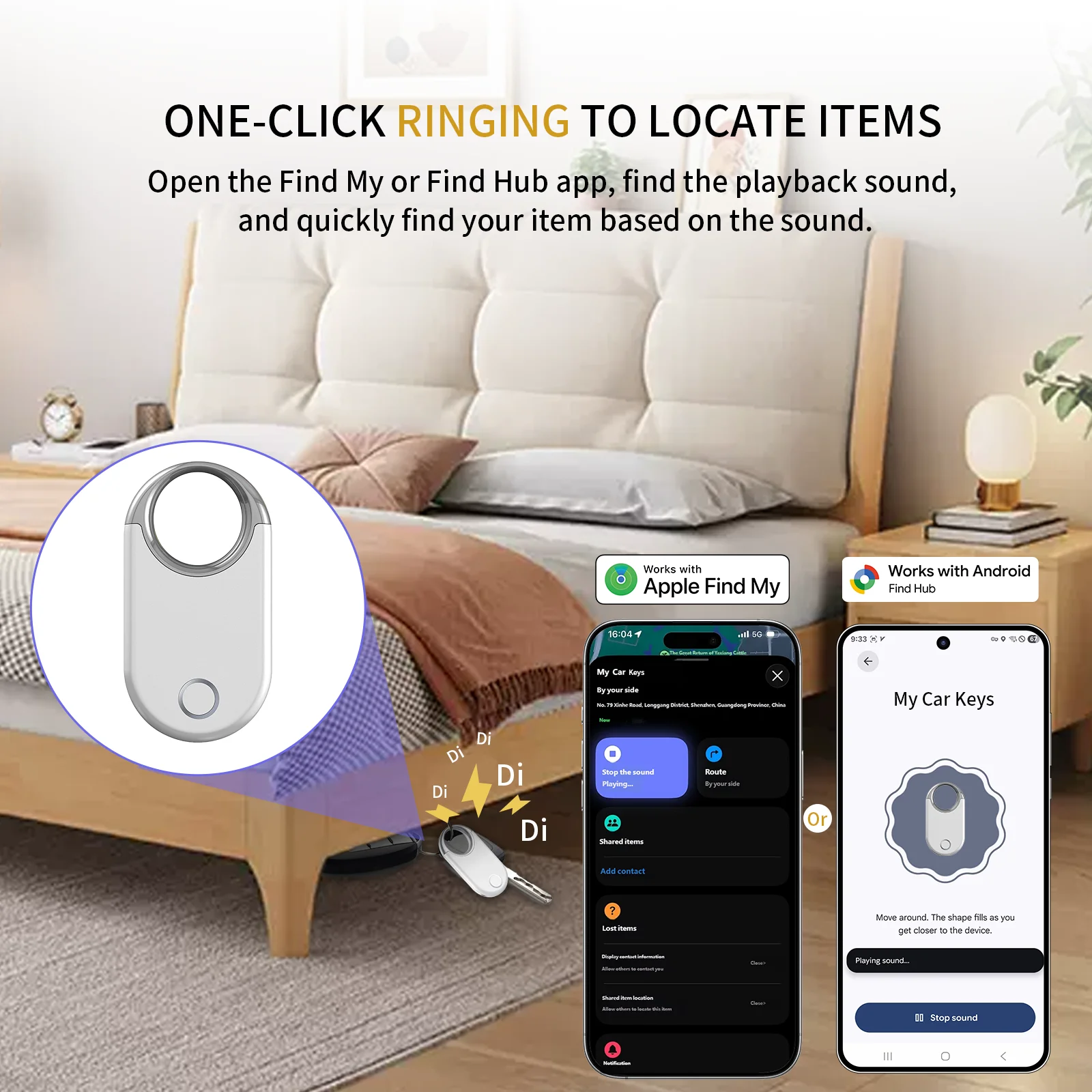 Dual System MiLi MiTag Smart Location Tag Bluetooth GPS Tracker Locator Keys Finder Works With Apple Find My & Google Find Hub