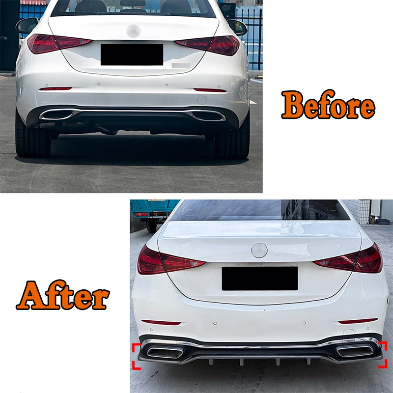 For Mercedes Benz C-Class W206 2022+ C200 C43 AMG Rear Bumper Lip Diffuser Spoiler Splitter Protector Car Styling Auto Accessory