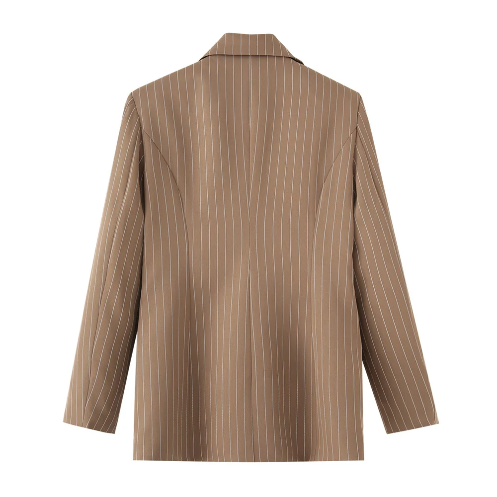 Abito a righe stile vecchio denaro moda casual da donna Primavera/Estate Nuova collezione Cappotto a maniche lunghe con un bottone