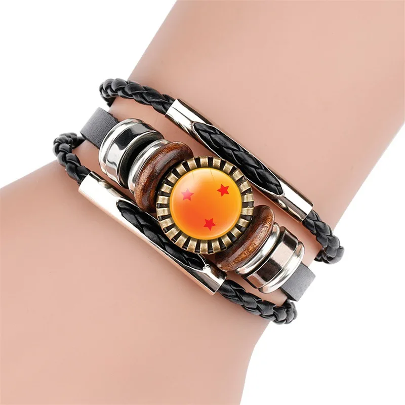 Anime DragonBall Gem Gemstone Cowhide Bracelet Dragon Ball Accessories Hand-Woven Cartoon Dragonball Evolution Jewelry Gifts