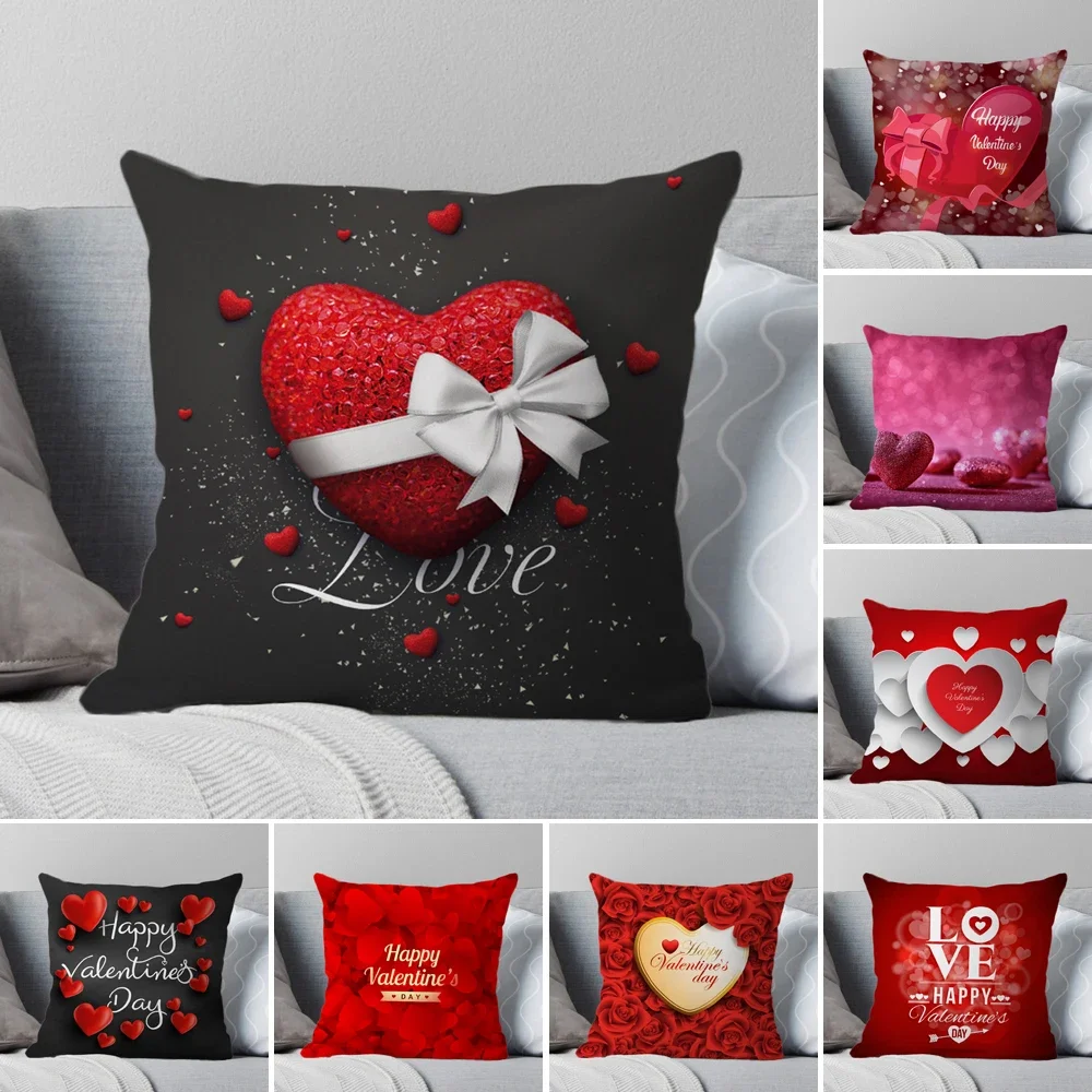 

Heart Love Print Decorative Throw Pillow Case Soft Short Plush Velvet Cushion Cover for Home Sofa Decor,Valentine's Day Gifts