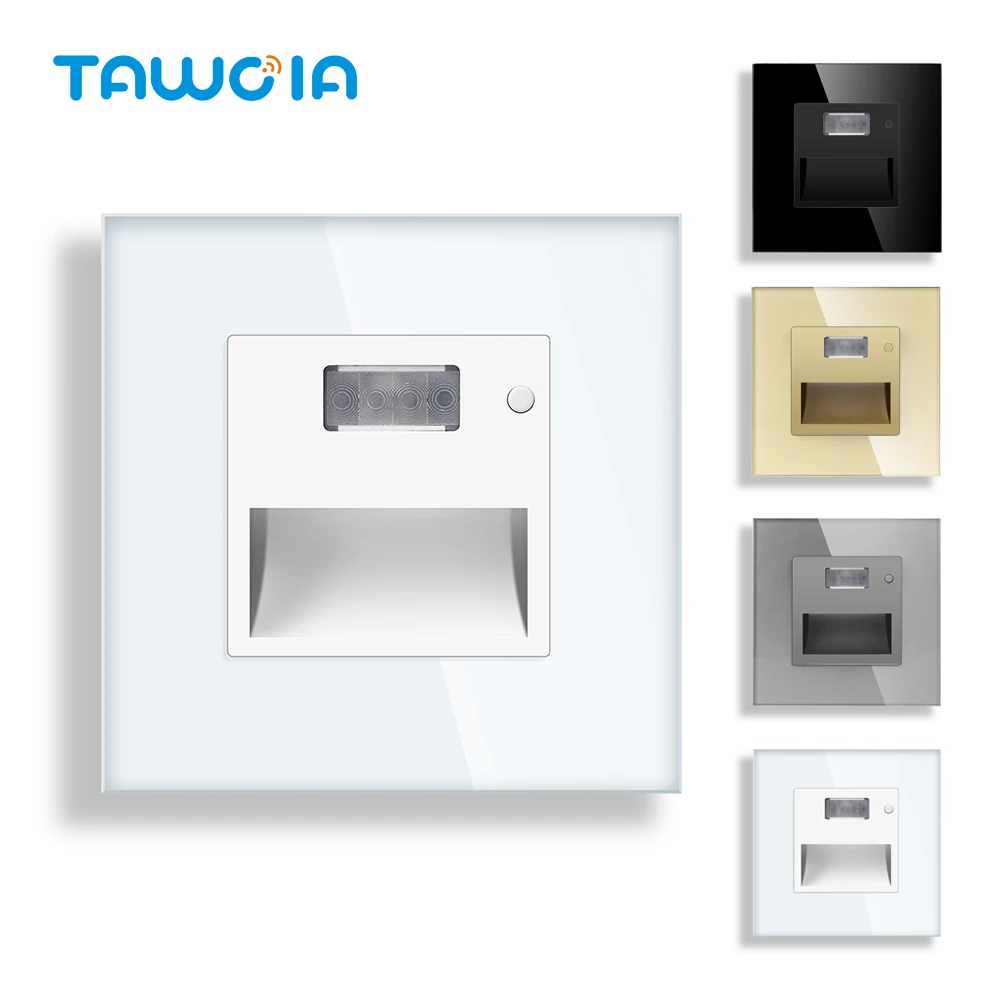 TAWOIA-luz LED para escalera con Sensor PIR, luz de pared AC 110V-240V, luz empotrada para escalera, pasillo, lámpara de pared de inducción de movimiento