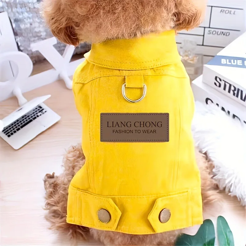 

Pet Teddy Bichon Small Dog Pomeranian Coat Spring and Autumn Outfit Hand Holding Rope Traction Can Be Towing R