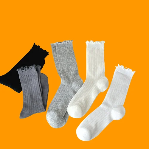 

5/10 Pairs Lace Socks Mid-Tube Spring and Summer Women's Thin Breathable Mesh MIU Style Lolita Socks White Stacked Socks