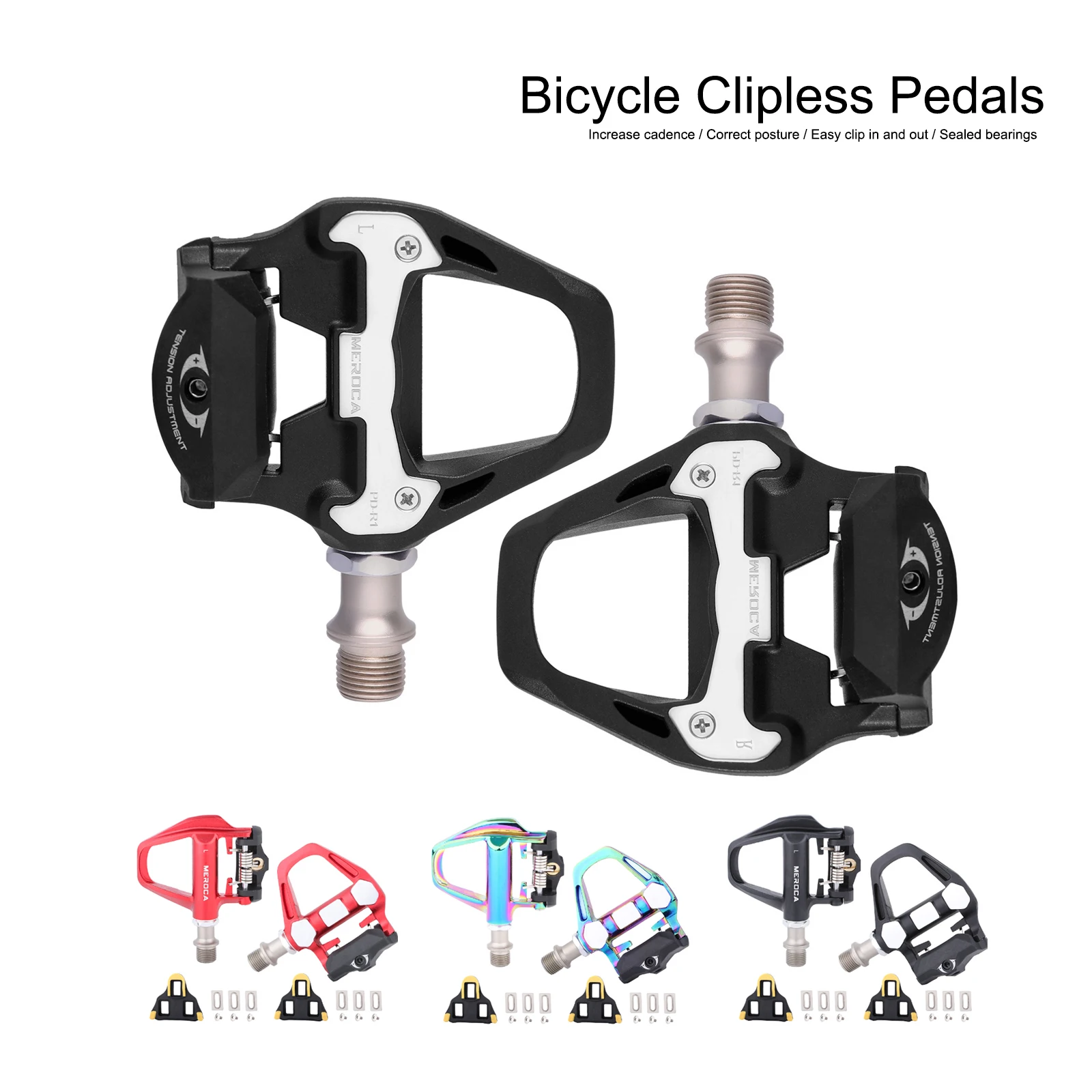 Road Bike Pedal Nylon Bicycle Locking pedals Cycling Bearing Cleats Clipless Pedal For SPD SL System With Locking plate