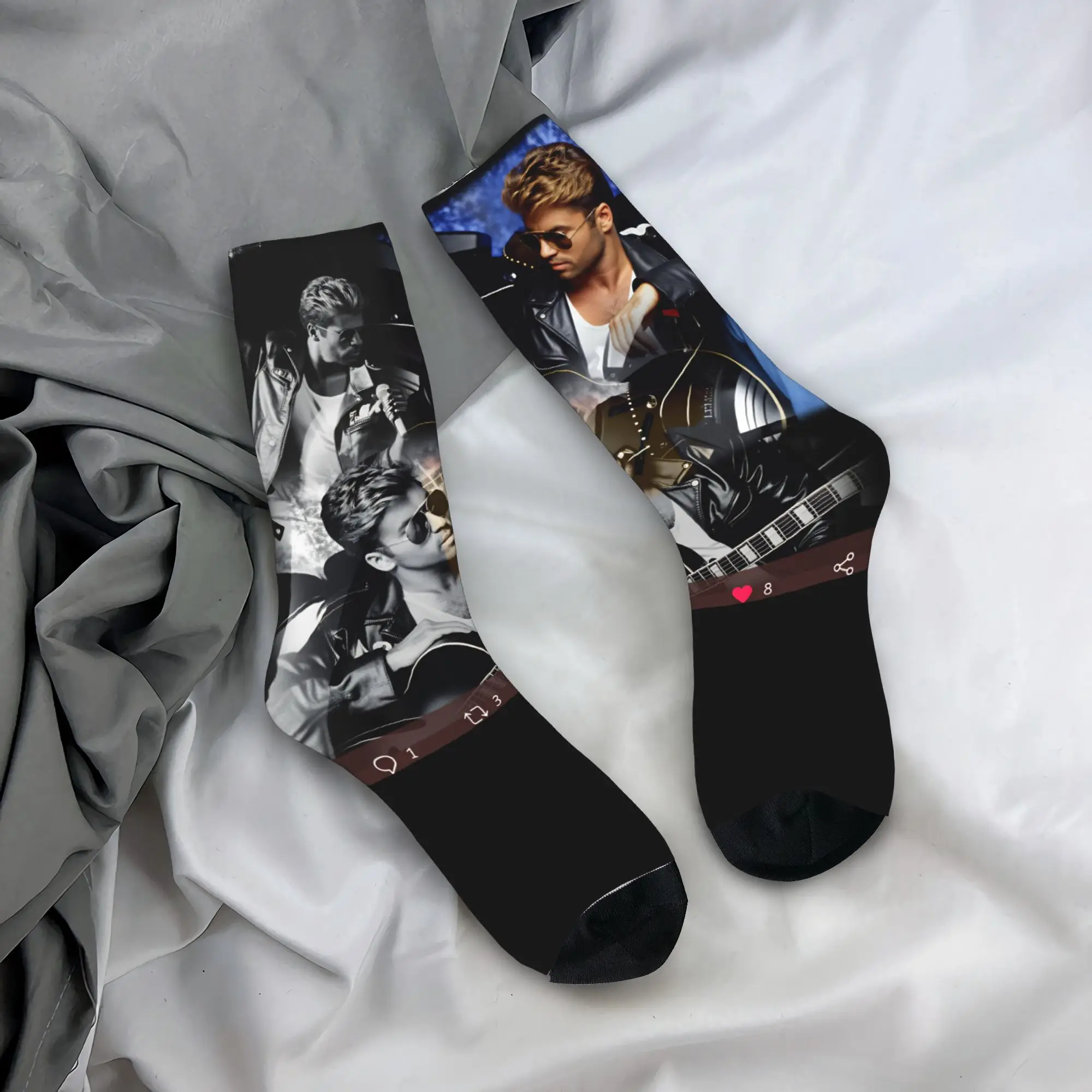 

Мужские носки George Michael Music, зимние модные носки средней мягкости, индивидуальные уличные антибактериальные носки