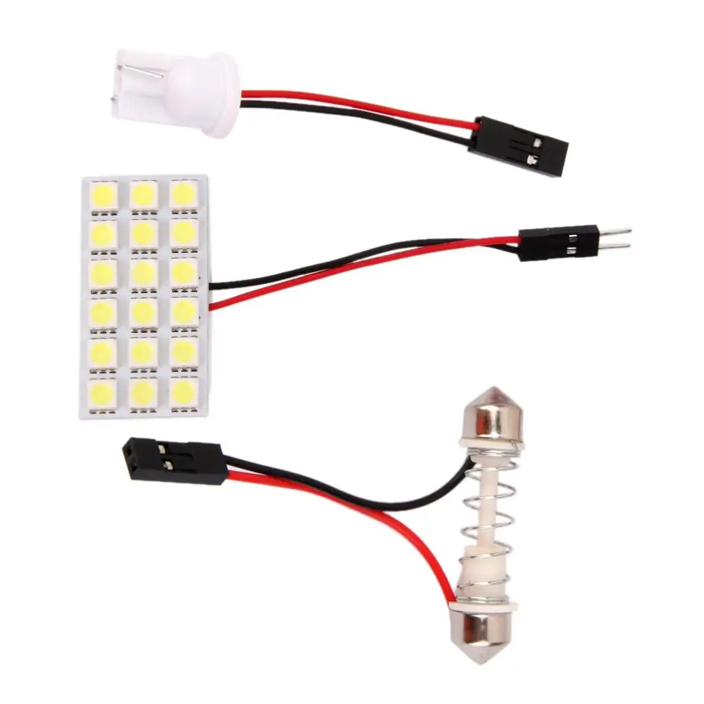 T050 18-SMD LED Panel Car Interior Dome Light Adapter- White