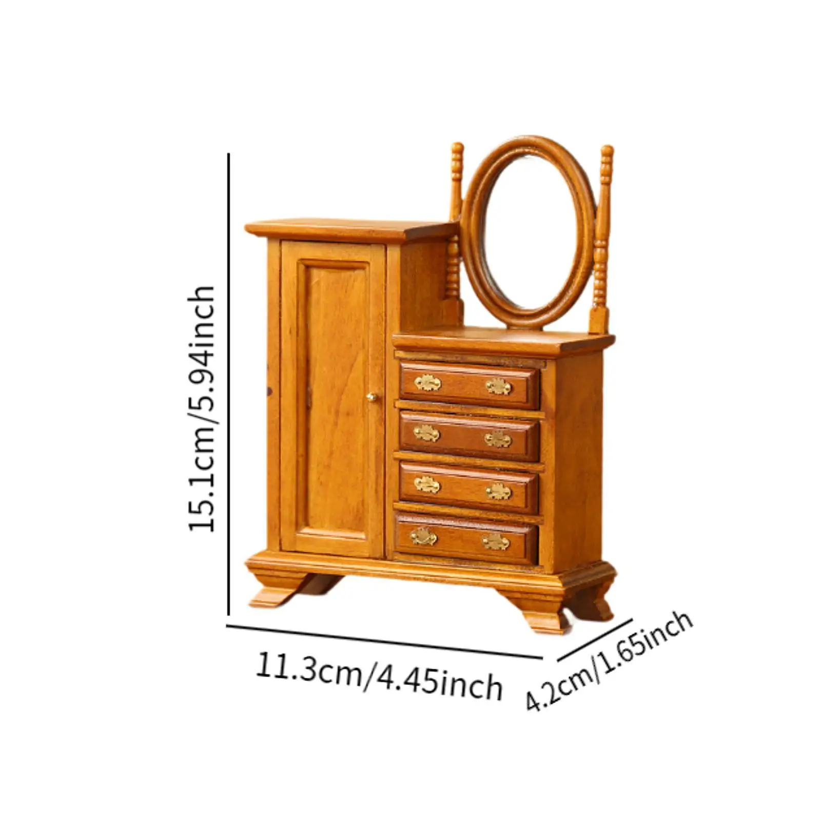 Poppenhuis Kaptafel Miniatuur Houten Frame Dressoir Voor 1/12 Woonkamer