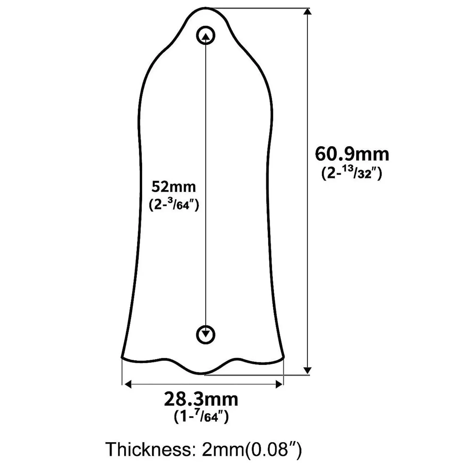 2 Holes Truss Rod Cover Plate Custom Stainless Stee Bell-Shaped Truss Rod Cover For USA Gibson LP Standard/Custom