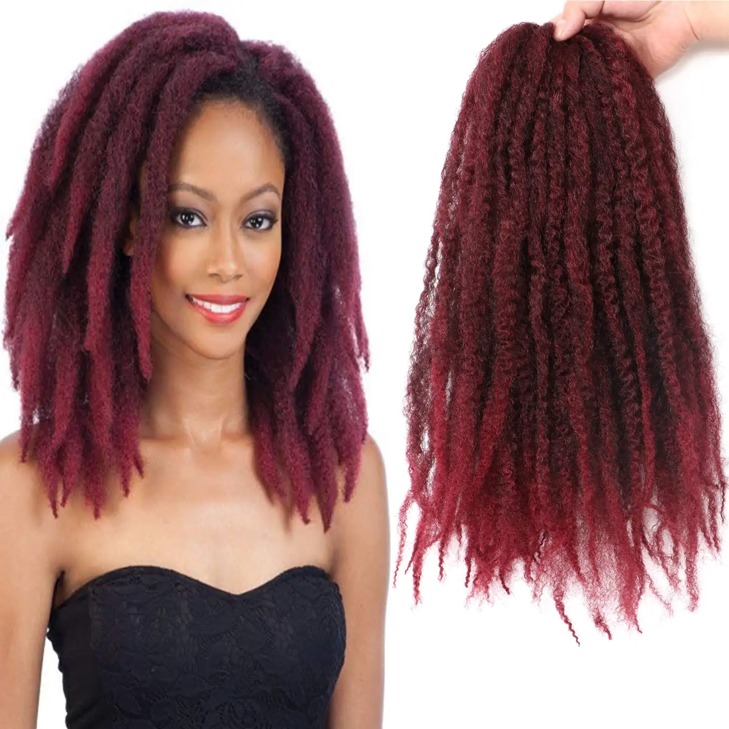 

Marley Twist Braiding Hair Afro Kinky Curly Crochet Hair 18Inch 15 Roots/Pcs for Black Women Synthetic Faux Twist Hair Extension