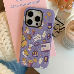 Purple French Fries Burger Phone Case for IPHONE 15PRO MAX 14 13 12 11 PRO Plus 15pro Acrylic TPU Two in One Mobile Phone Cases