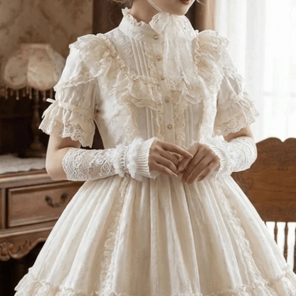 

Lace Trim Lace Arm Sleeves Ruffle Cuffs Floral Embroidered Wrist Sleeves See-Through Mesh Decorative Gloves Wedding Decorations