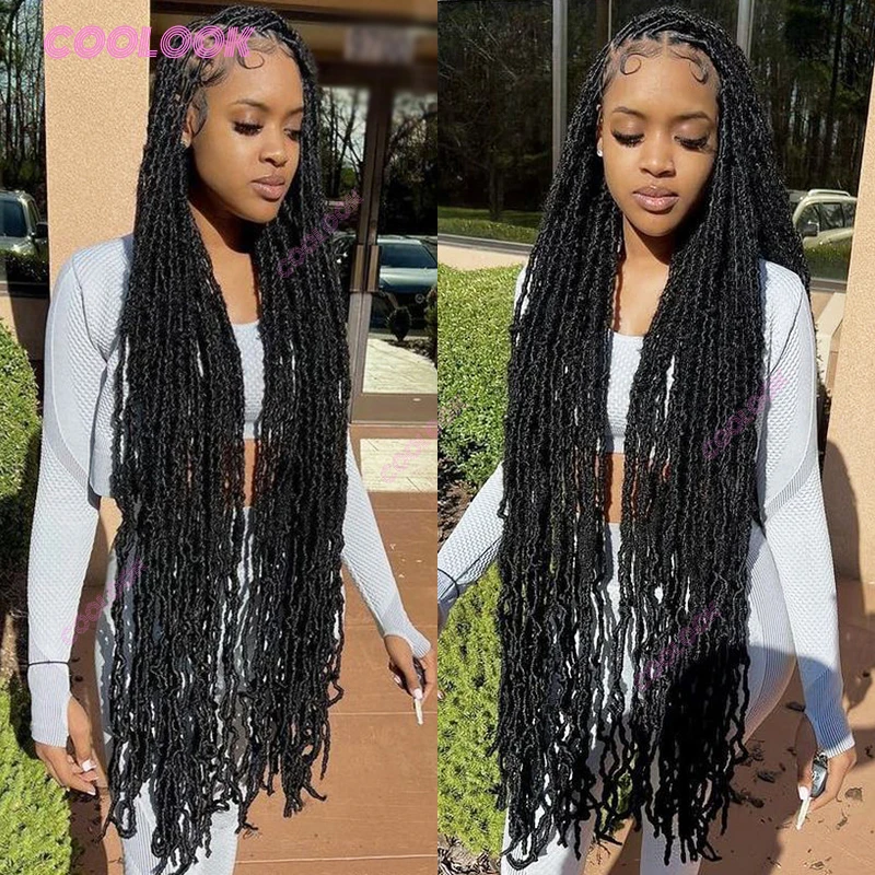 Super Long Dreadlock Wig Synthetic Full Lace Braided Wigs For Black Women Knotless Box Braid Wig Butterfly Braids Lace Wig Locs