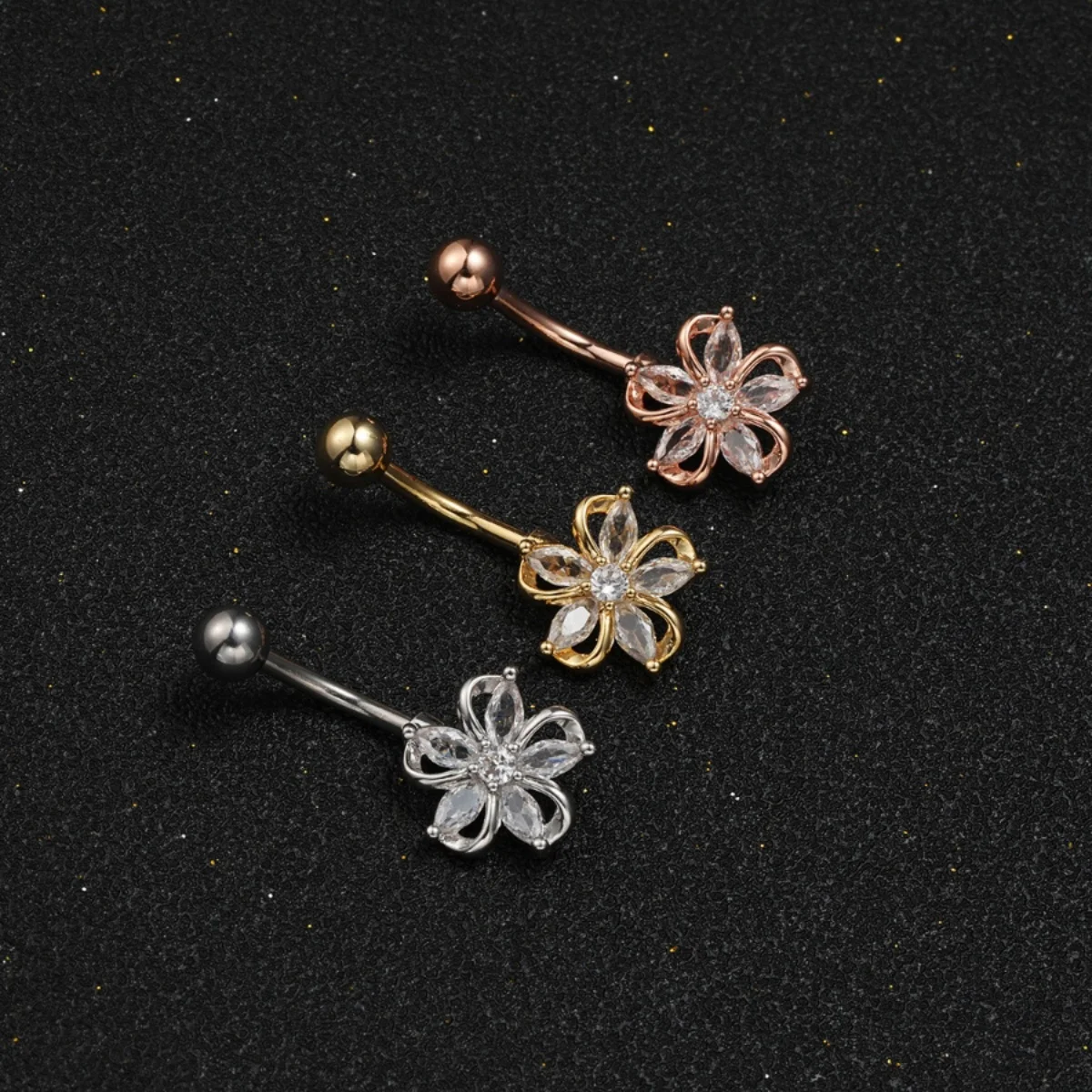 Body Jewelry Hypoallergenic - 1pc Inlaid Artificial Zircon Copper Five-Leaf