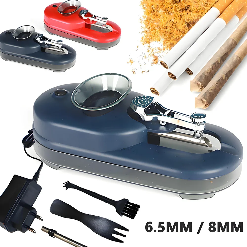 

1A-Electric Cigarette Rolling Machine, 6.5MM/8MM Tobacco Injector Filling Machine Can 1Grind Filled With Tobacco For Cigarette