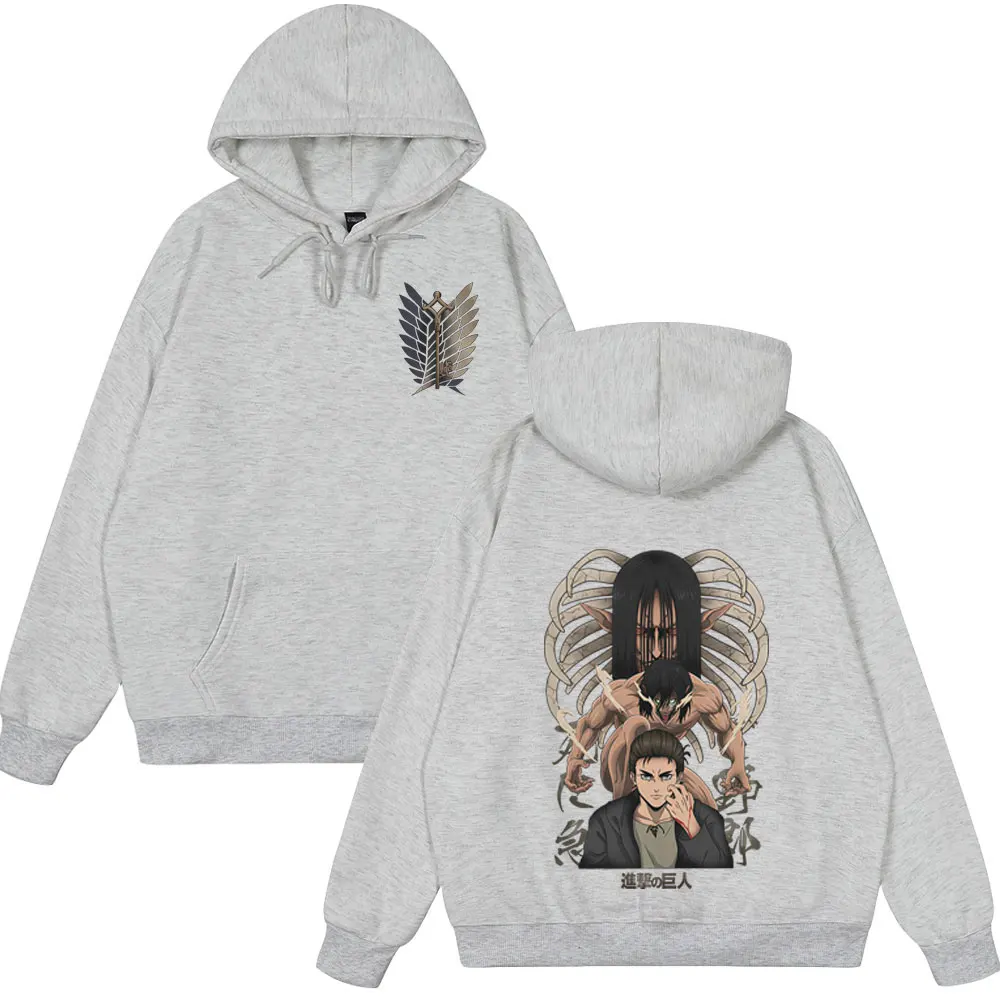 Anime Attack on Titan Zipper Hoodies Mikasa Ackerman Eren Jaeger Wings of Freedom Sweatshirt Long Sleeves Couple Tops Streetwear