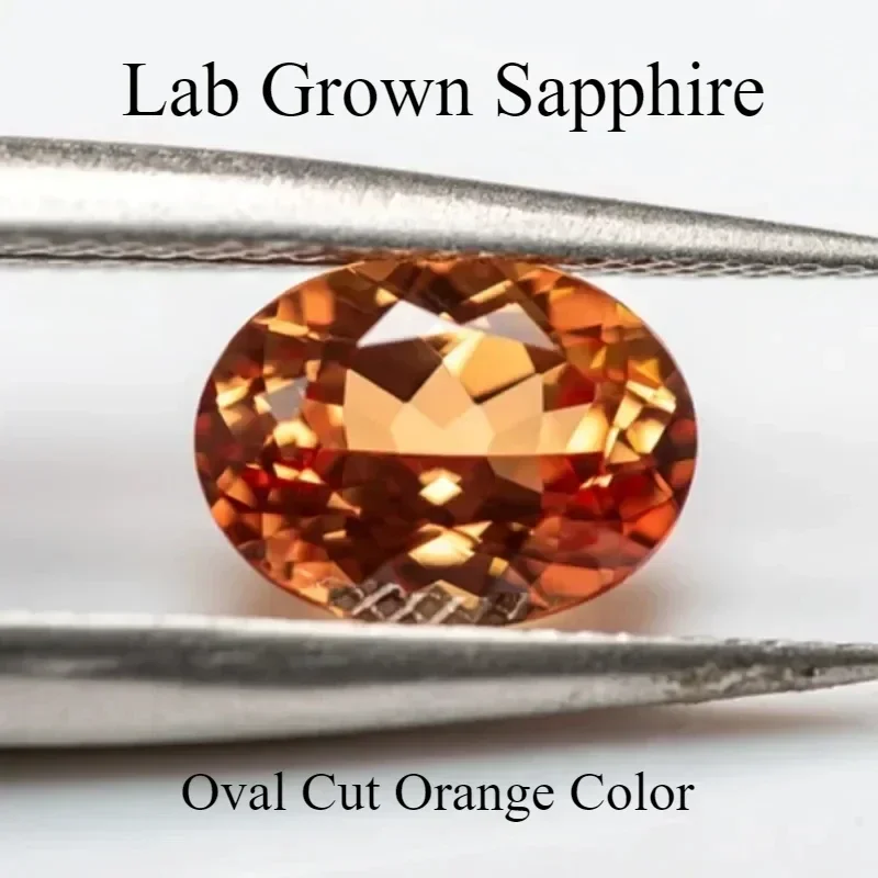 

L-Lab Grown Sapphire Oval Cut Orange Color Gemstones for Diy Jewelry Making Pendant Material Selectable Certificate