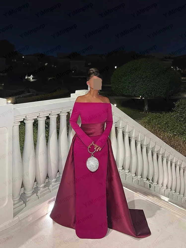 Элегантные вечерние платья Гала с открытыми плечами и длинными рукавами Платье русалки для выпускного вечера со шлейфом Вечернее свадебное платье для гостей по индивидуальному заказу