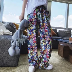 Cartoon Print Casual Pants Women Trendy Wide Leg Pants Summer Comfortable Womens Loose Trousers Pantalons Femmes Lady Sweatpant