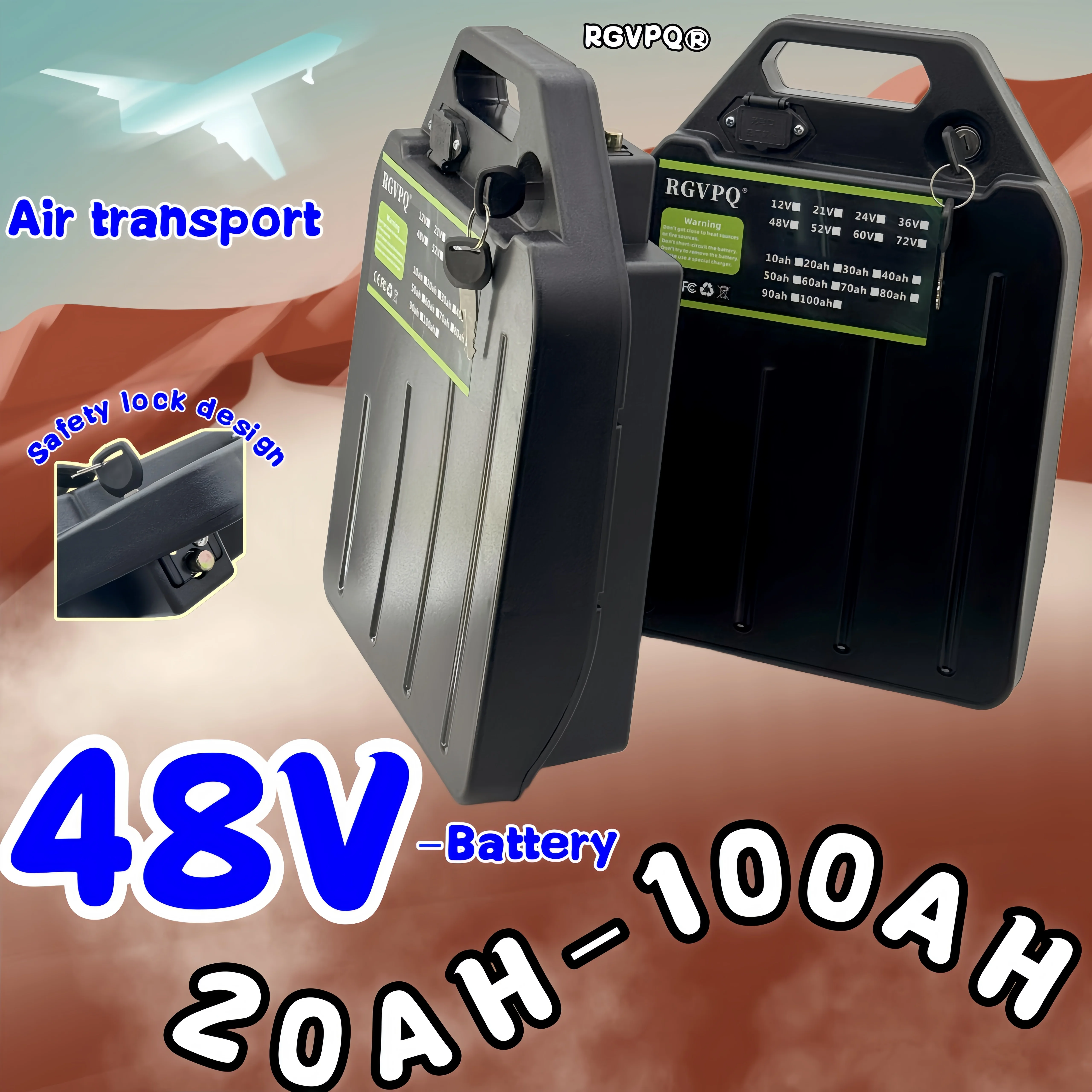 

60V 20AH-100AH electric motorcycle waterproof lithium battery 250W~3000W suitable for Harley folding Citycoco electric scooter