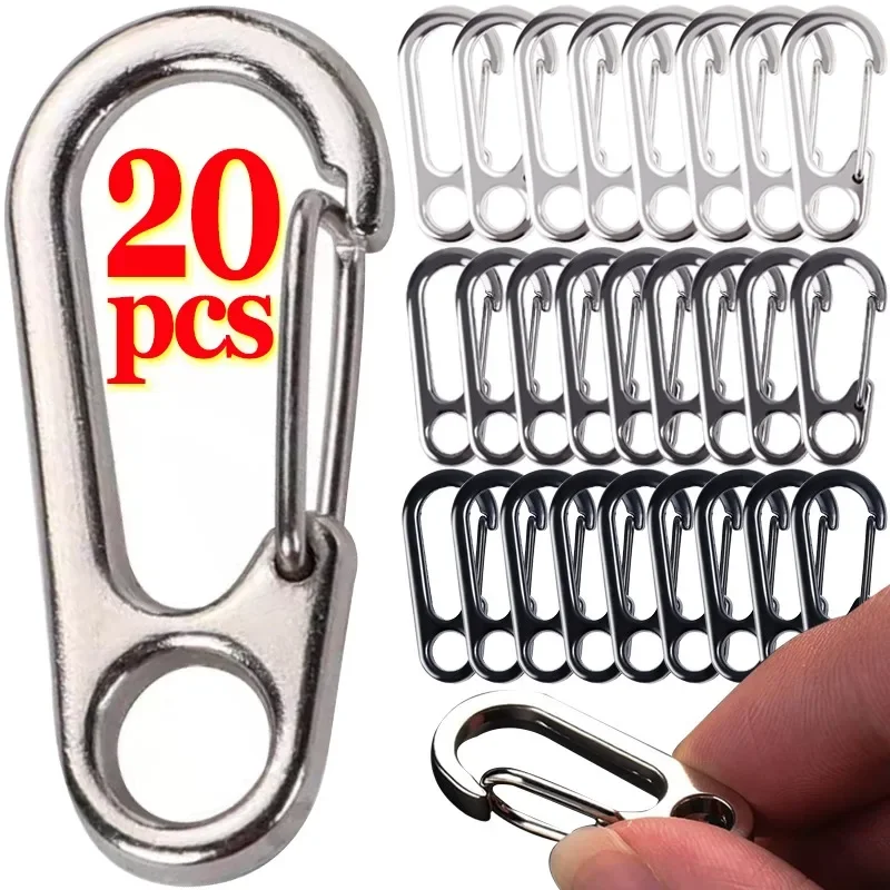 5-20pcs Lobster Clasp Buckle Keychian Mini Carabiners Outdoor Camping Hiking Buckles Alloy Spring Snap Hook Key Holder Tool Clip