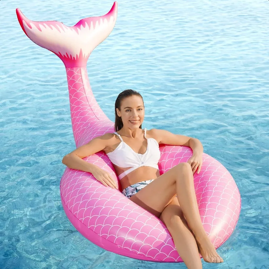 

Giant Iatable Mermaid Tail Pool Float with Fast Vaes Pool Floaties Tube Summer Beach Swimming Pool Party Lounge Raft Water Floa