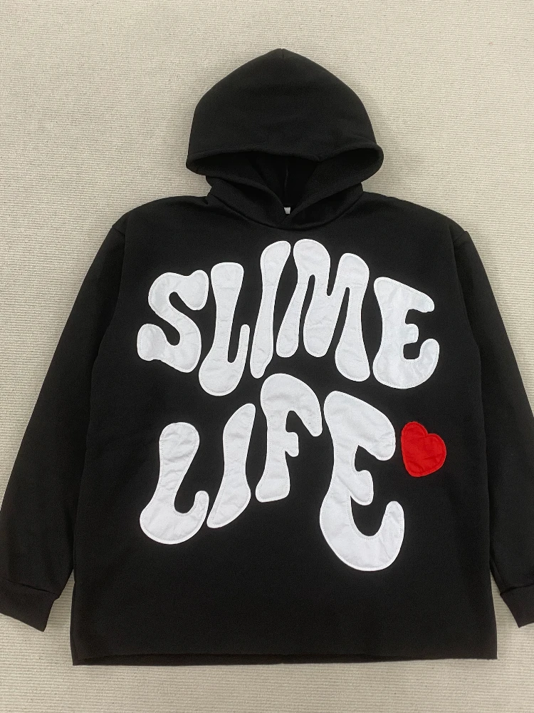 Loose-fitting hooded top, new spring style for women, casual and trendy, featuring large foam letter prints, casual street style